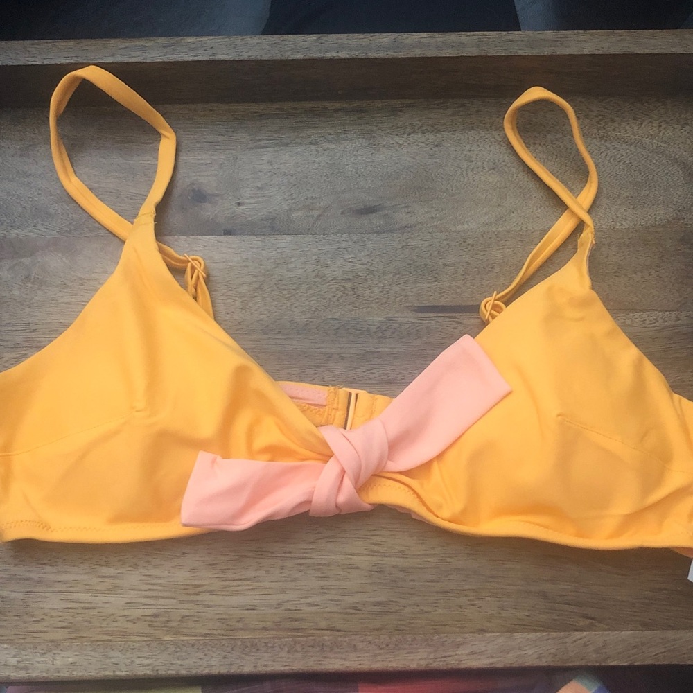 aerie Orange Bikini Top with pink Front Knot